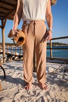 Santurino Duble Paça Taba Keten Pantolon