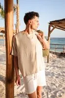 Rio Bej Oversize Keten Erkek Tshirt