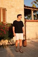Rio Siyah Oversize Keten Erkek Tshirt