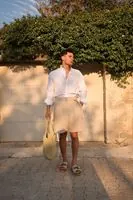 Leros Beyaz %100 Pamuk Erkek Gömlek