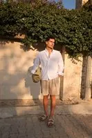 Leros Beyaz %100 Pamuk Erkek Gömlek