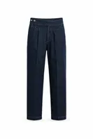Lecce Lüks İtalyan %100 Pamuk Koyu Mavi Denim Erkek Kot Pantolon