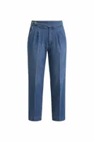 Lecce Lüks İtalyan %100 Pamuk Mavi Denim Erkek Kot Pantolon