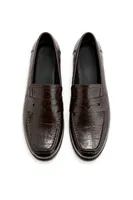 Glace - Kahverengi - Cilt Lüks Croco Desen Rugan - Loafer Erkek Ayakkabı