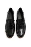 Glace - Siyah - Cilt Lüks Croco Desen Rugan - Loafer Erkek Ayakkabı