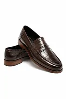 Glace Kahverengi Cilt Lüks Croco Desen Rugan Loafer Erkek Ayakkabı