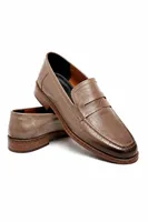 Mist Bej Cilt Confort Loafer Erkek Ayakkabı