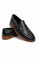 Alpin - Siyah - Cilt Exclusive Örgü Desen - Loafer Erkek Ayakkabı