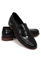 Glace - Siyah - Cilt Lüks Croco Desen Rugan - Loafer Erkek Ayakkabı