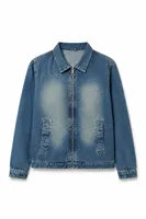 Hardy Buz Mavisi Lüks Street Crop %100 Pamuk Denim Erkek Kot Ceket