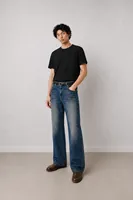 Duster Kombin - Mavi - Lüks Street Crop - %100 Pamuk Denim - Erkek Kot Ceket - Bootcut Lüks Street - %100 Pamuk Denim - Erkek Kot Pantolon