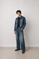 Duster Kombin - Mavi - Lüks Street Crop - %100 Pamuk Denim - Erkek Kot Ceket - Bootcut Lüks Street - %100 Pamuk Denim - Erkek Kot Pantolon