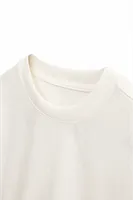 Bran - Beyaz - Oversize Pamuklu - Uzun Kollu Hafif Crop - Erkek Tshirt