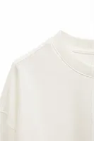 Bran - Beyaz - Oversize Pamuklu - Uzun Kollu Hafif Crop - Erkek Tshirt