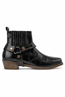 North Rider - Siyah - Cilt Croco Desen - Cowboy Erkek Bot
