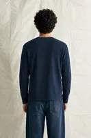 Shale - Lacivert - Bisiklet Yaka Uzun Kollu - %100 Pamuk - Yaka Düğmeli Erkek Tshirt