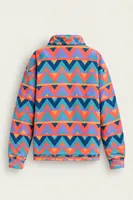 Vorn - Turuncu - Etnik Desenli - Fermuarlı Yakalı - Polar Erkek Sweatshirt