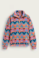 Vorn - Turuncu - Etnik Desenli - Fermuarlı Yakalı - Polar Erkek Sweatshirt