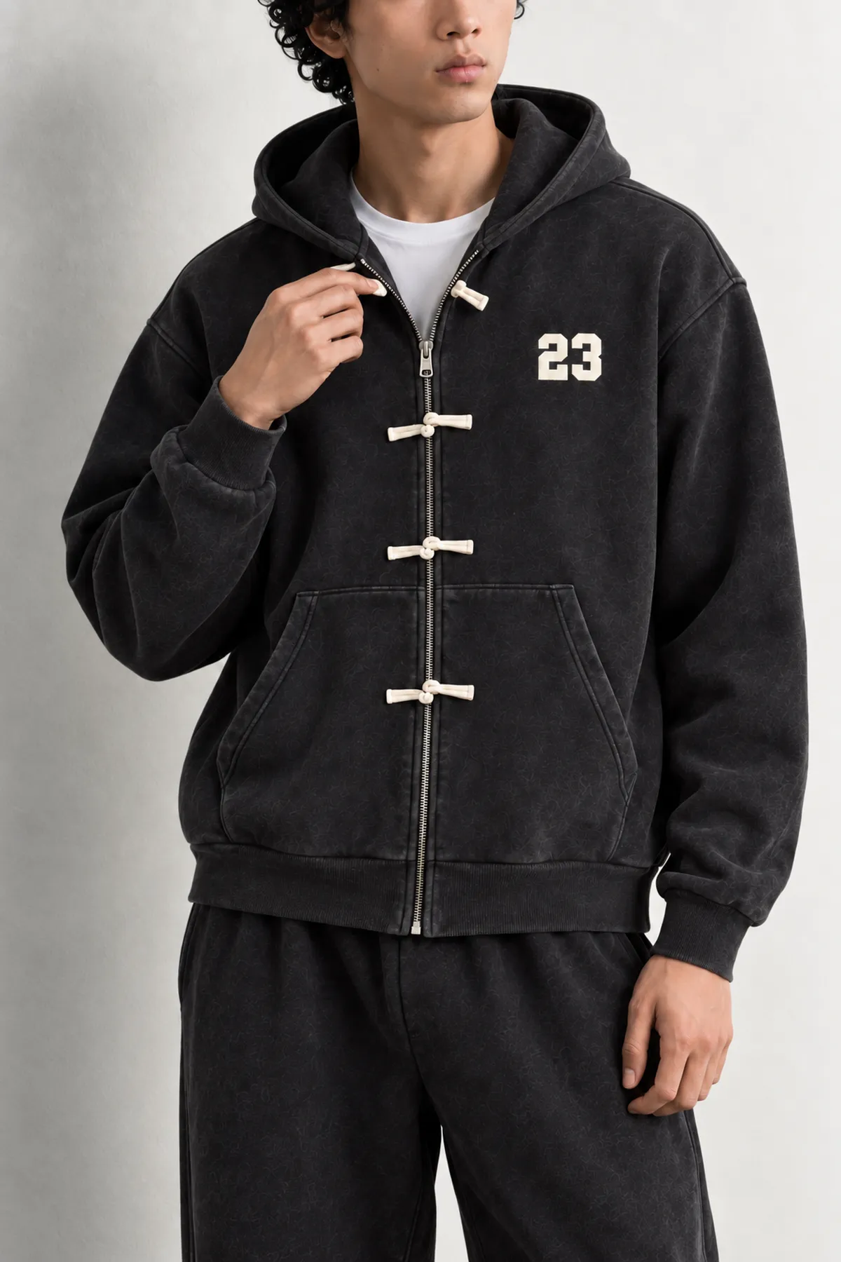 Weldon - Siyah - Kapüşonlu Fermuarlı %100 Pamuk - Erkek Sweatshirt