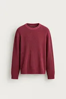 Knole - Bordo - Boxy Fit Geniş Yaka - Erkek Kazak