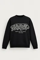 Supply - Siyah - Oversize Fit Bisiklet Yaka - Erkek Kazak