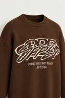 Supply - Kahverengi - Oversize Fit Bisiklet Yaka - Erkek Kazak