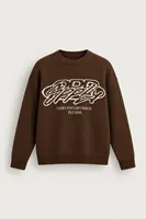 Supply - Kahverengi - Oversize Fit Bisiklet Yaka - Erkek Kazak