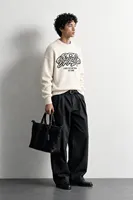 Supply - Bej - Oversize Fit Bisiklet Yaka - Erkek Kazak