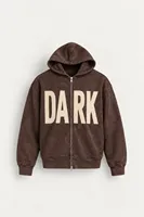 Dark - Kahverengi - Kapüşonlu Çift Fermuarlı - Pamuklu Erkek Sweatshirt