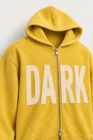 Dark - Sarı - Kapüşonlu Çift Fermuarlı - Pamuklu Erkek Sweatshirt