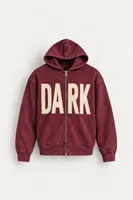 Dark - Bordo - Kapüşonlu Çift Fermuarlı - Pamuklu Erkek Sweatshirt