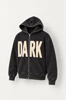 Dark - Siyah - Kapüşonlu Çift Fermuarlı - Pamuklu Erkek Sweatshirt