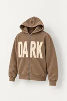Dark - Koyu Bej - Kapüşonlu Çift Fermuarlı - Pamuklu Erkek Sweatshirt