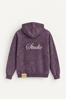 Ravage - Mor - Kapüşonlu Çift Fermuarlı - Pamuklu Erkek Sweatshirt