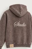 Ravage - Kahverengi - Kapüşonlu Çift Fermuarlı - Pamuklu Erkek Sweatshirt
