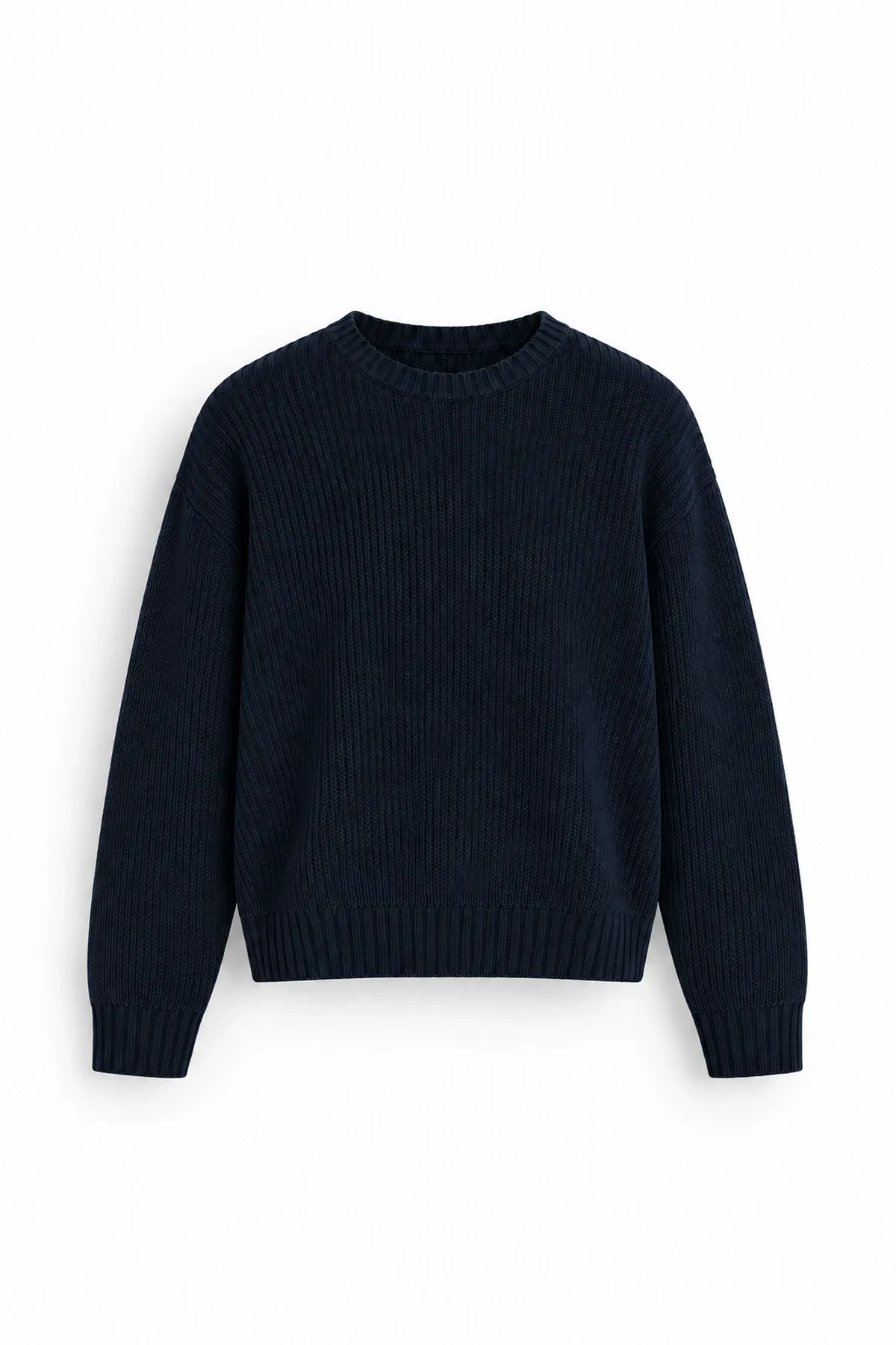 Vincent - Siyah - Boxy Fit Bisiklet Yaka - Erkek Kazak 