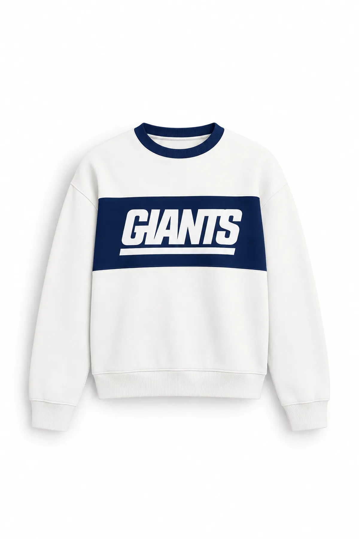 Giants - Beyaz - Boxy Fit Bisiklet Yaka - Pamuklu Erkek Sweatshirt