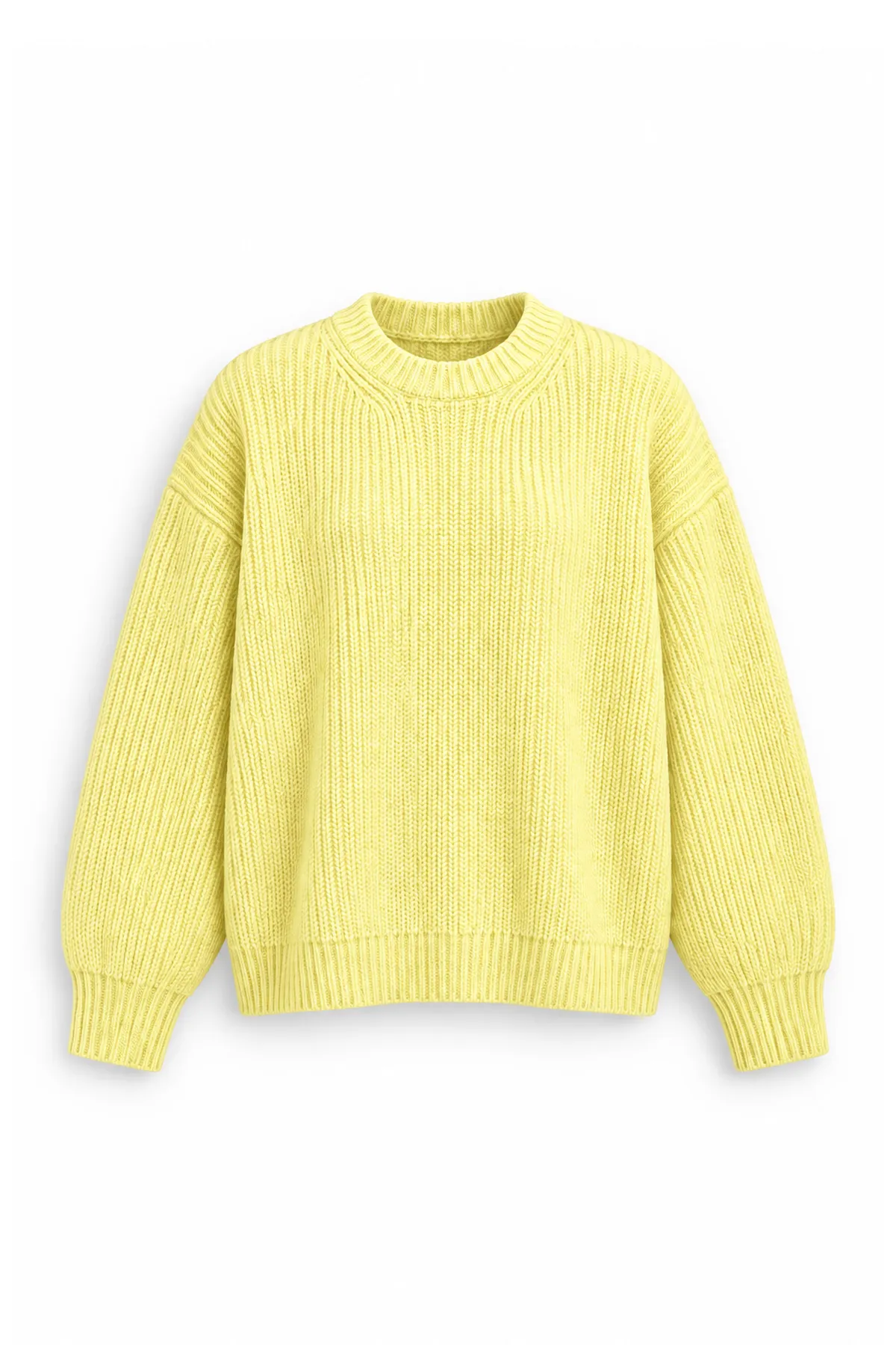 Lars - Sarı - Bisiklet Yaka - Oversize Fit - Pamuklu Erkek Kazak