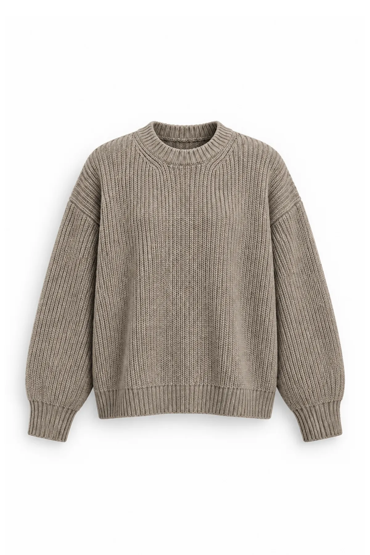 Lars - Bej - Bisiklet Yaka - Oversize Fit - Pamuklu Erkek Kazak