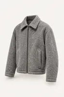 Kelly - Gri - Kaşe Crop - Erkek Ceket