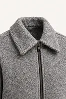 Kelly - Gri - Kaşe Crop - Erkek Ceket