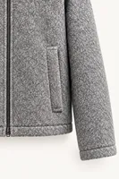 Kelly - Gri - Kaşe Crop - Erkek Ceket
