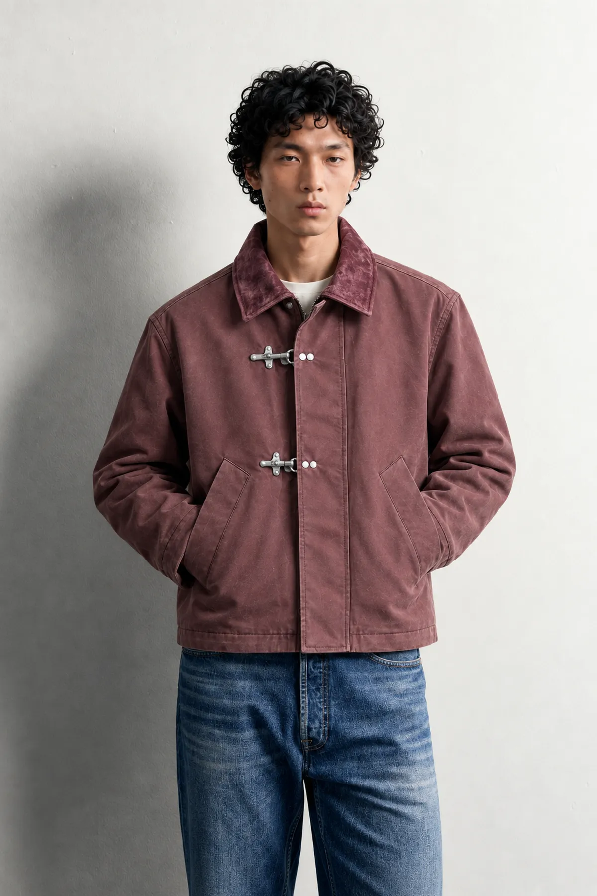 Brice - Bordo - Pamuklu Crop - Erkek Ceket