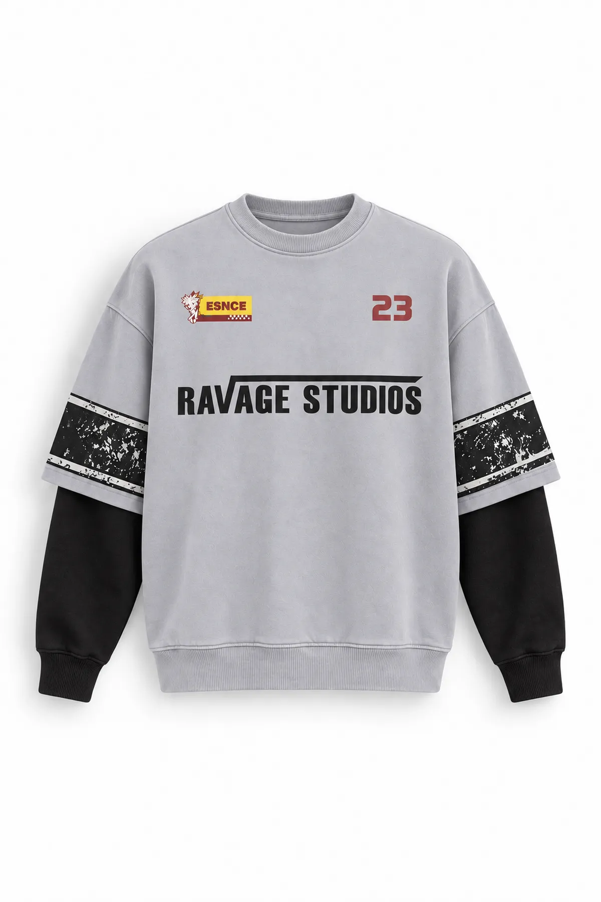Twenty Three - Gri - Oversize Fit - Erkek Sweatshirt
