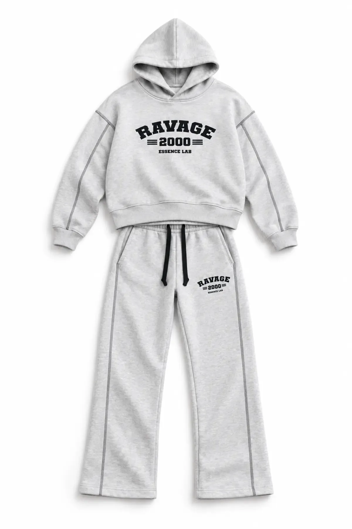 Two Thousand - Gri - Oversize Fit - Erkek Sweatshirt ve Erkek Eşofman Takımı