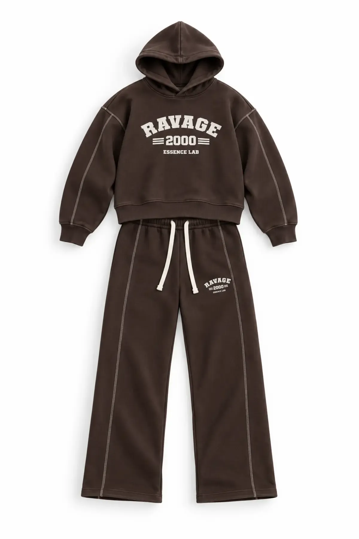 Two Thousand - Kahverengi - Oversize Fit - Erkek Sweatshirt ve Erkek Eşofman Takımı