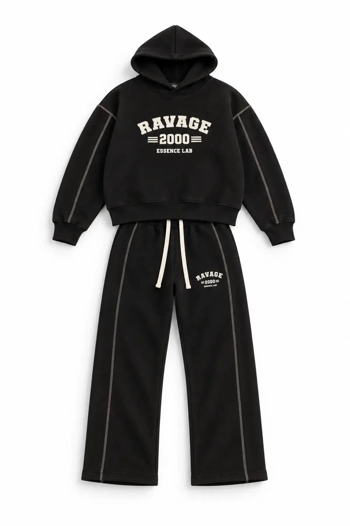 Two Thousand - Siyah - Oversize Fit - Erkek Sweatshirt ve Erkek Eşofman Takımı
