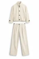 Vino - Ekru - Oversize Fit Erkek Ceket - Spor Klasik Erkek Pantolon Kombini