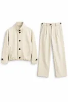 Vino - Ekru - Oversize Fit Erkek Ceket - Spor Klasik Erkek Pantolon Kombini