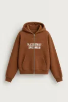 Graceg - Kahverengi - Boxy Fit - Çift Fermuarlı Kapüşonlu - Erkek Sweatshirt